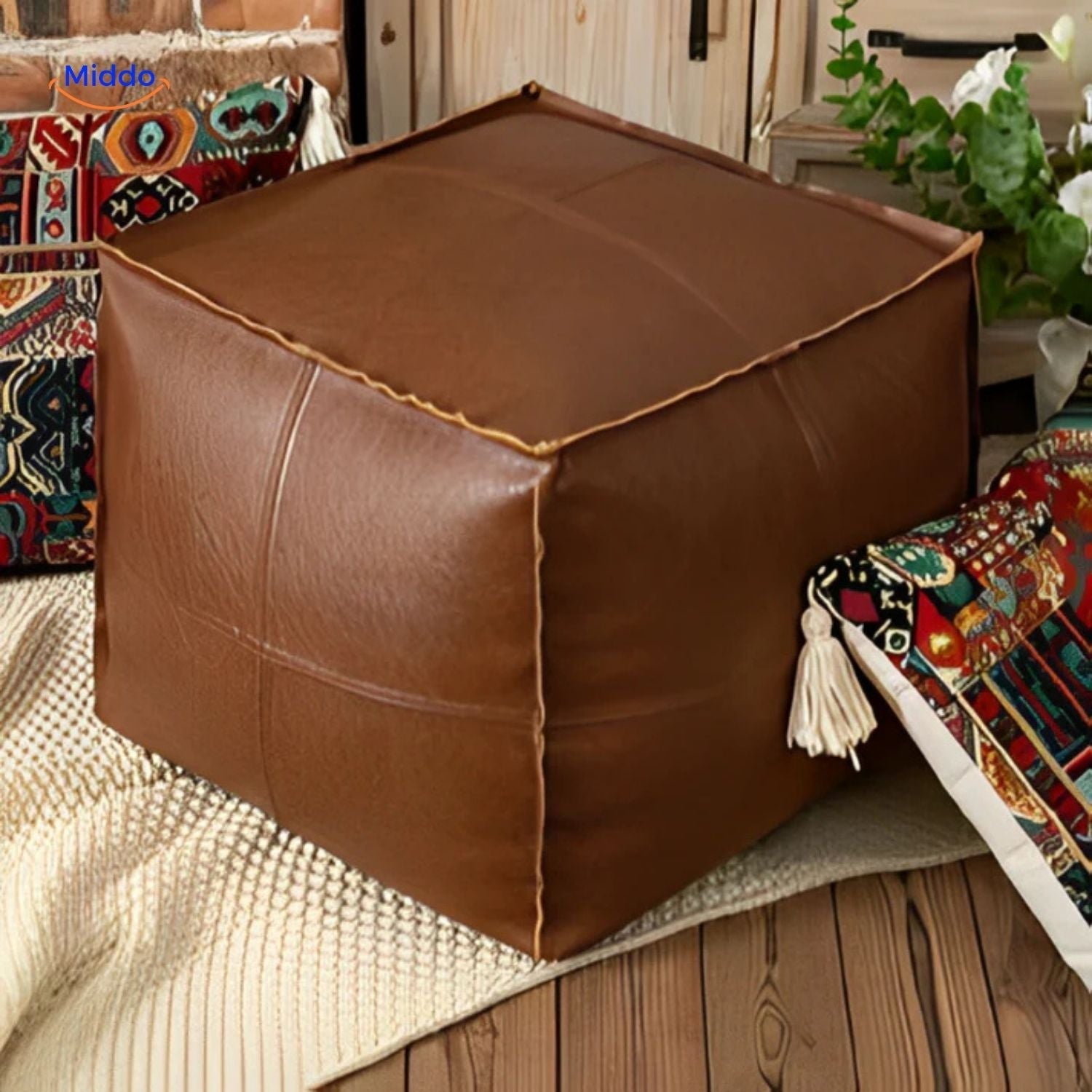 luxurasoft Leder Tatami Kissen rustikale Stil mittig