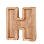 Holz-Sparschwein in Form des Buchstabens H, schön zum Sparen.