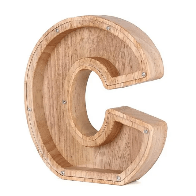 Holz-Alphabet-Spardose Buchstabe C für Kinder und Dekoration.