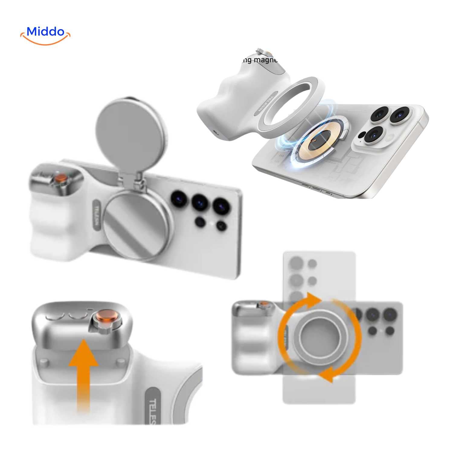 Maggrip Handgriff, magnetische Halterung und 360-Grad-Drehfunktion www.middo.de