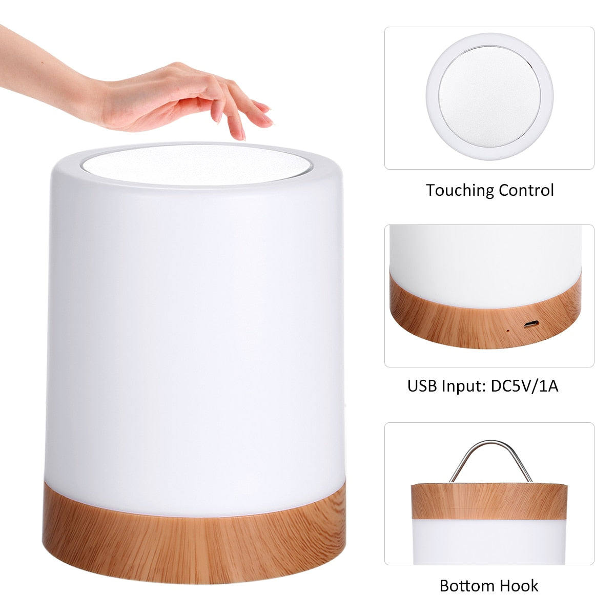 Touch-Bedienung und USB-Eingangs-Funktionen der Nachtlampe