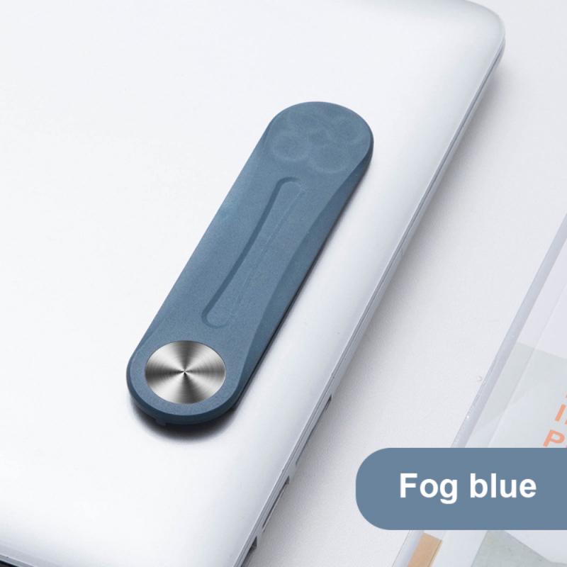 Blauer magnetischer Clip für Laptop als Handyhalter.