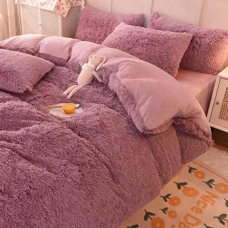 Teddy Fluffy Fleece-Bettwäsche in Mauve