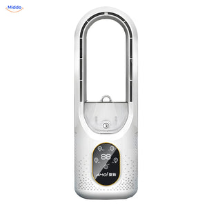 BreezeLite USB-Tischventilator: weißes Modell von vorn vor weißem Hintergrund.