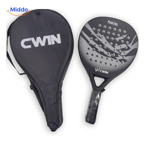CourtControl Padelschläger: grauer Schläger mit schwarzer Hülle vor weißem Hintergrund.
