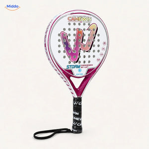 CourtMatch Padelschläger: weiß-rosa Modell von vorn.