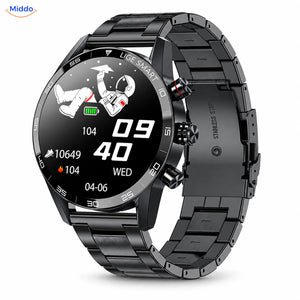 LIGE Smartwatch: schwarzes Modell mit Stahlgliederarmband.