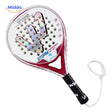 PadelPro Padelschläger: rot-weißer Schläger mit Handschlaufe vor weißem Hintergrund.