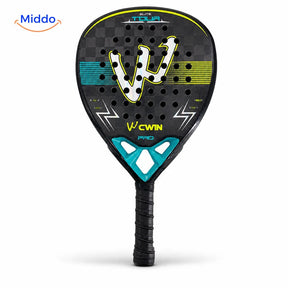 ProStrike Padelschläger: schwarz-türkisfarbenes Modell von vorn.