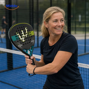 ProStrike Padelschläger: Spielerin mit Schläger in Rückhandhaltung.