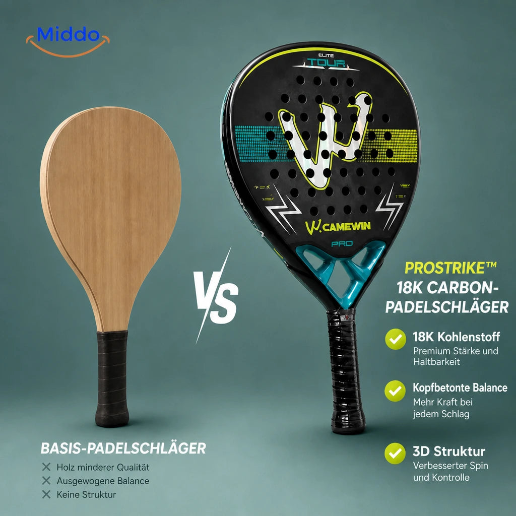ProStrike Padelschläger: Vergleich mit einem einfachen Holzschläger.