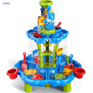 SplashPlay Wasser- und Sandspielzeug: blauer Wassertisch mit zwei runden Becken.