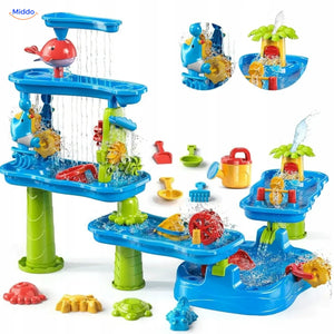 SplashPlay Wasser- und Sandspielzeug: Kombination aus Wassertisch und separaten Spielbecken.