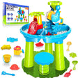 SplashPlay Wasser- und Sandspielzeug: rundes Spielset mit Hocker, Zubehör und Verpackung.