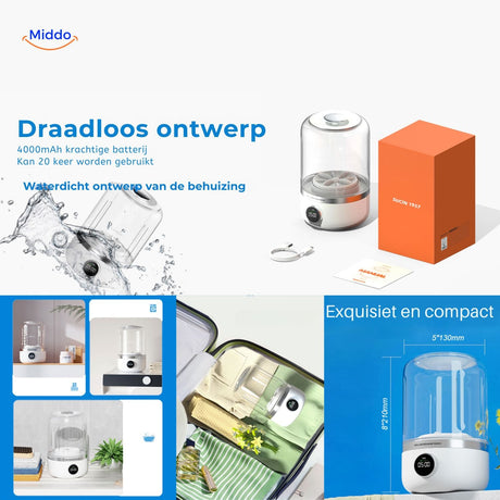 MiniWash Pro kabelloses Design mit leistungsstarkem Akku