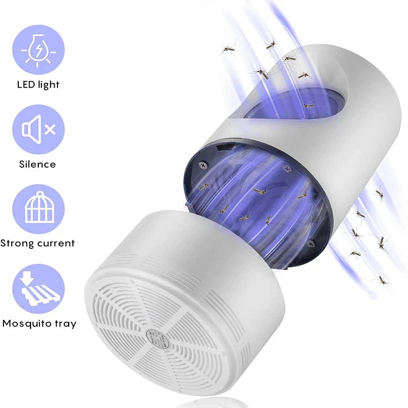 Öffnen Sie ZzzapAway Mückenfalle mit Sicht auf die interne LED-Beleuchtung.