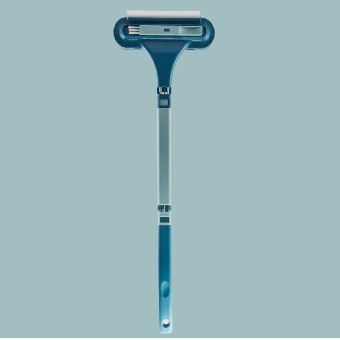 Blaue MultiBrush Stoffbürste mit langem Stiel und Gummistreifen für alle Oberflächen
