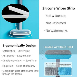 Ergonomisches Design der MultiBrush mit Silikon-Wischleiste und doppeltem Bürstenkopf