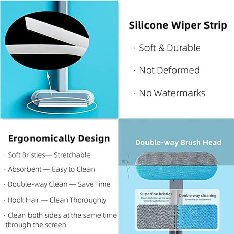 Ergonomisches Design der MultiBrush mit Silikon-Wischleiste und doppeltem Bürstenkopf