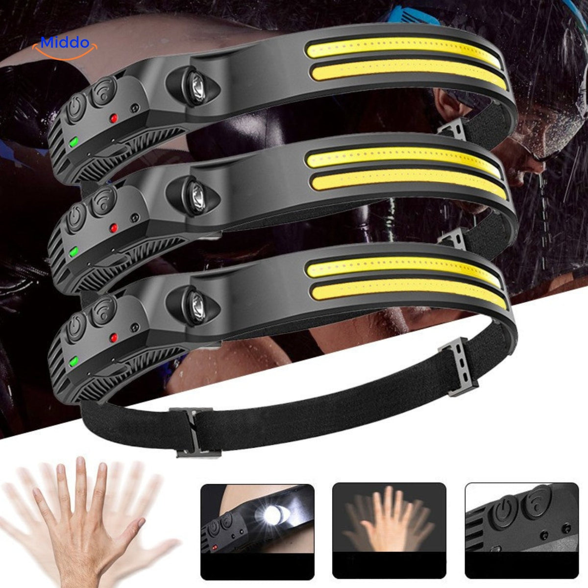Nightray LED-Stirnlampen-Set mit Sensorfunktion