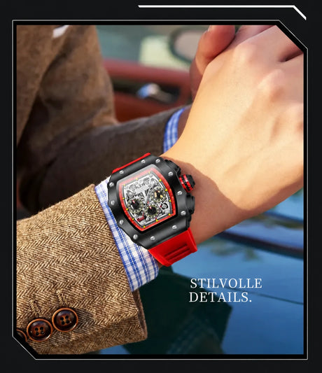 ONOLA MILLE Armbanduhr mit rotem Armband.