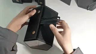 pre Optigarde Brillenetui Schwarz 6-Fächer Hände zeigen mit Klappfunktion