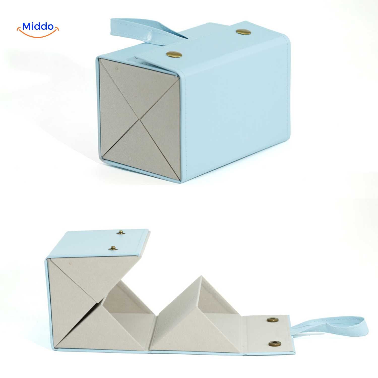 optigarde Brillenetui blau 4 Fächer kompakte Aufbewahrungstasche www.middo.de
