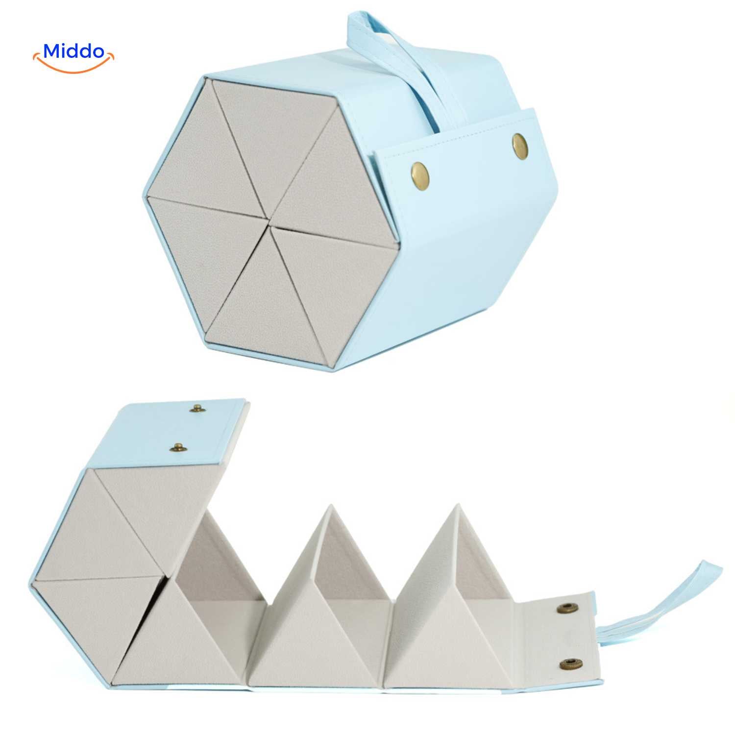 optigarde Brillenetui blau 6 Fächer luxuriös Mehrfachetui www.middo.nl
