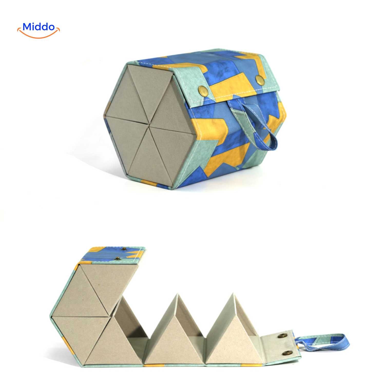 optigarde Brillenkoffer Blau Geometrisch 6 Fächer Multifunktions-Aufbewahrungsbox www.middo.nl