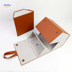 optigarde brillenkoker caramel 2 vaks open met transparante bril www.middo.nl