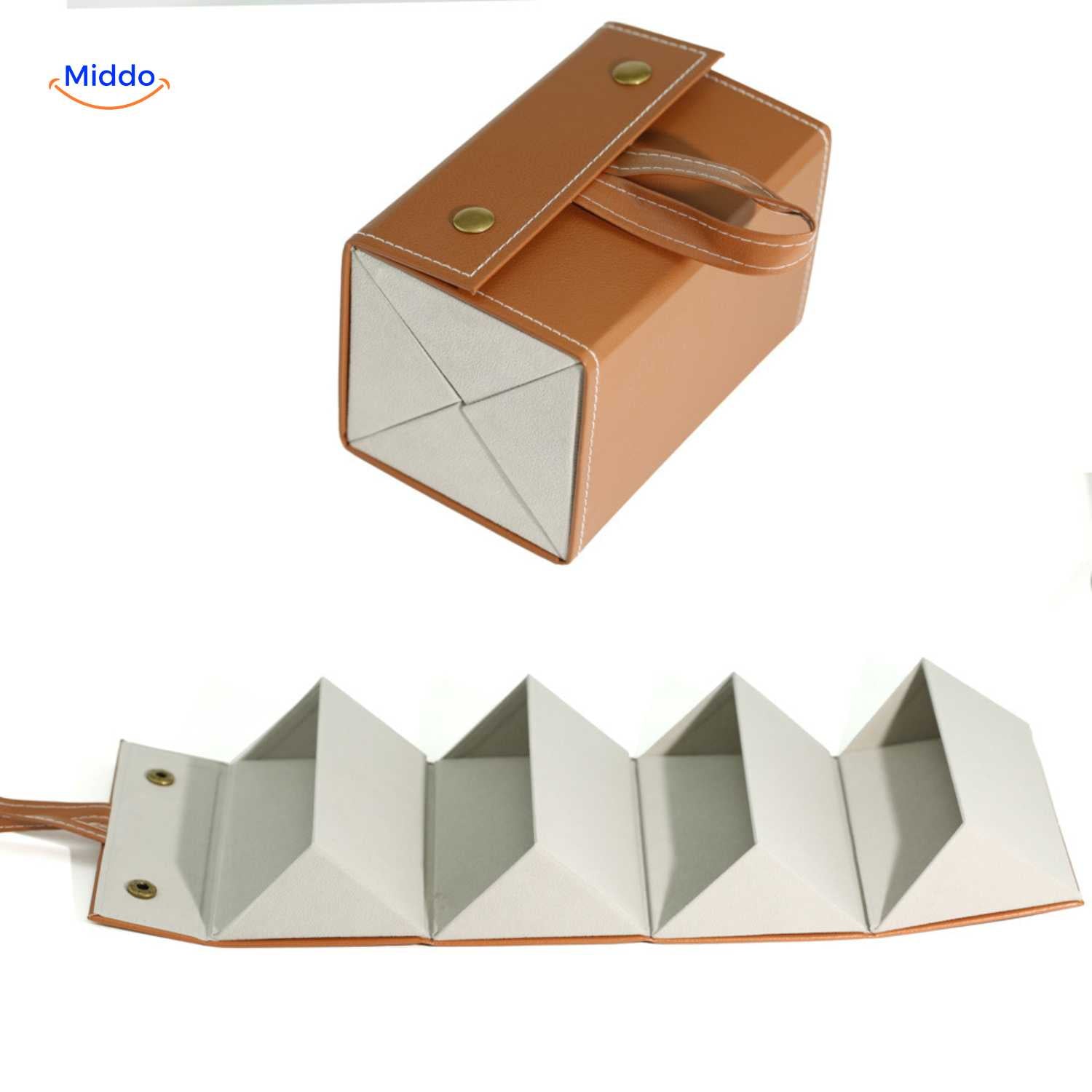 optigarde Brillenetui Karamell 4 Fächer Aufbewahrungsbox www.middo.nl