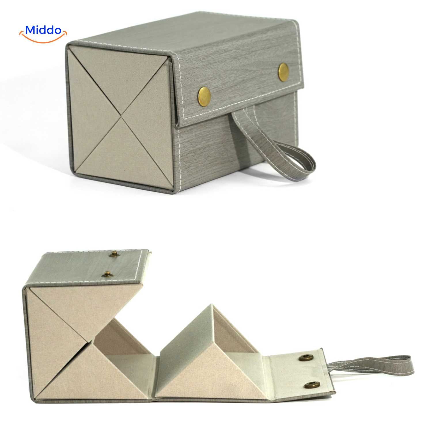 optigarde Brillenetui Holzoptik grau 4-fach Reisetasche für Brillen www.middo.nl