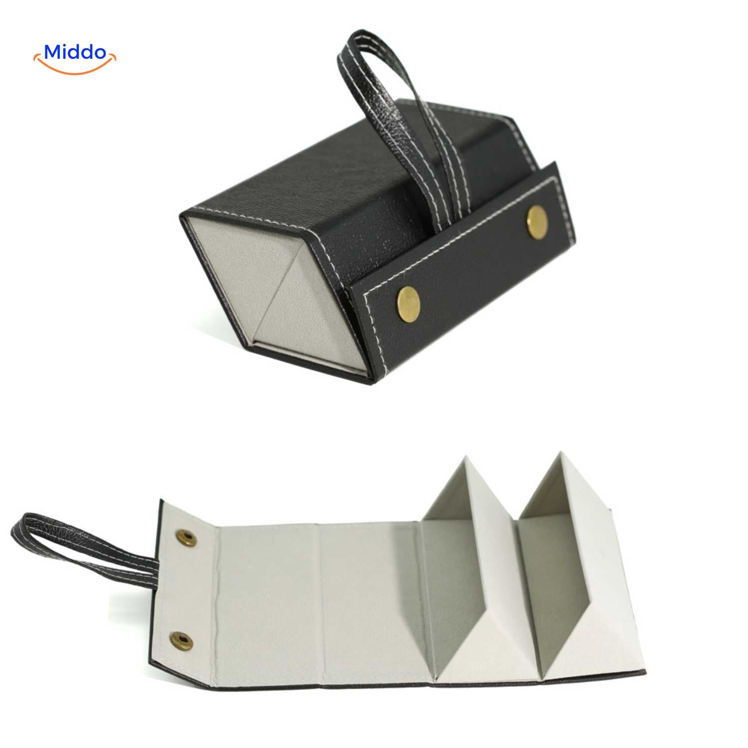 optigarde Brillenköcher schwarz 2 Fächer Reisebrillenköcher www.middo.nl