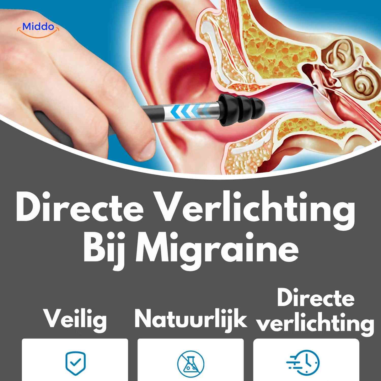 otorelief Ohrdruckgerät direkte Migränelinderung über Ohr www.middo.de