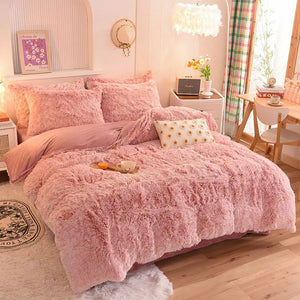 Teddy Fluffy Fleece-Bettwäsche in Altrosa