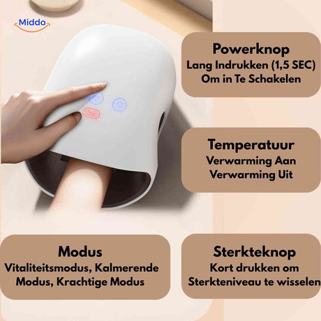 palmex massager Bedienung mit Modi, Heizung und Stärke
