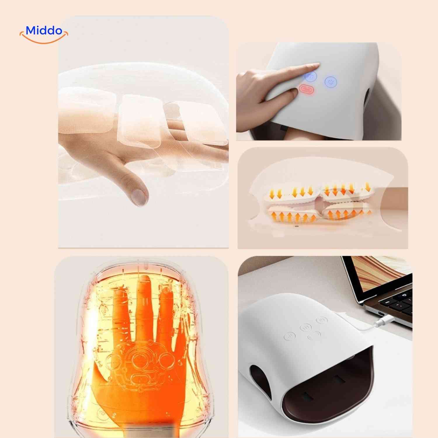<palmex massager Übersicht der Funktionen und Verwendung www.middo.de</p>