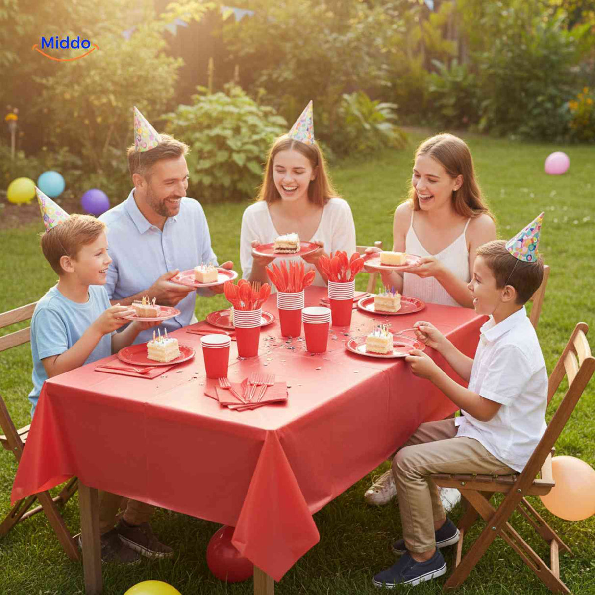 PartyLux Tellerset Party Tisch Geschirrset Becher Teller www.middo.de