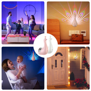 PeacockGlow Lampe moderne weiße Pfau-Lampe mit Chrom-Akzenten
