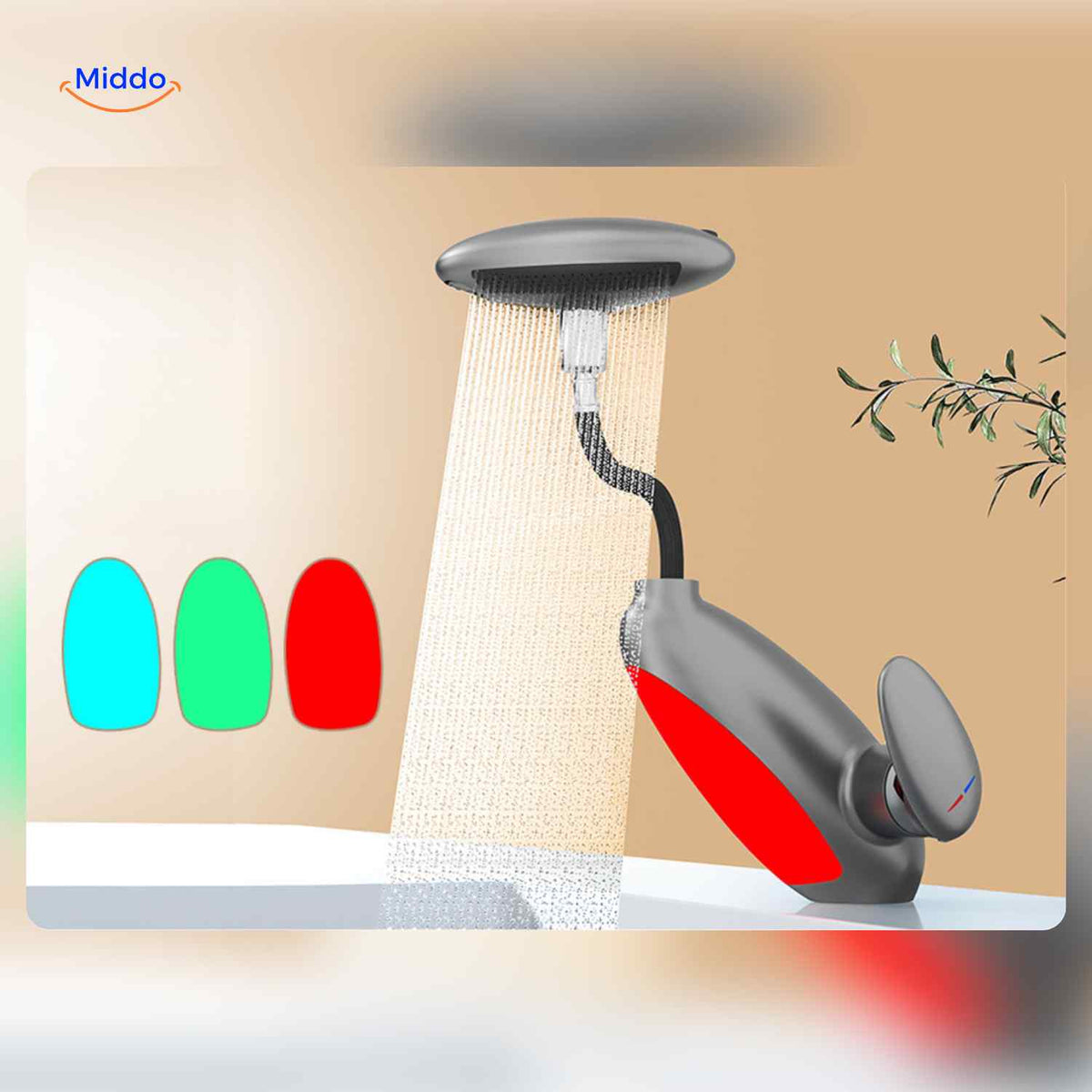 Penguino Mischbatterie in Rot, Grün und Blau – LED Handbrause für Ihr Badezimmer – www.middo.de