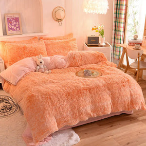 Teddy Fluffy Fleece-Bettwäsche in Pfirsich