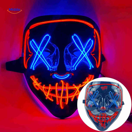 Phantom Glow LED Maske in Blau-Rot – Leuchtende Gruselfest-Maske für unvergessliche Halloween-Partys – Jetzt auf www.middo.de entdecken!