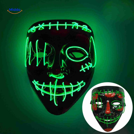 Phantom Glow Maske mit LED in grün – die gruselige Stitch-Maske! Besuchen Sie www.middo.de für mehr Informationen und bestellen Sie jetzt!