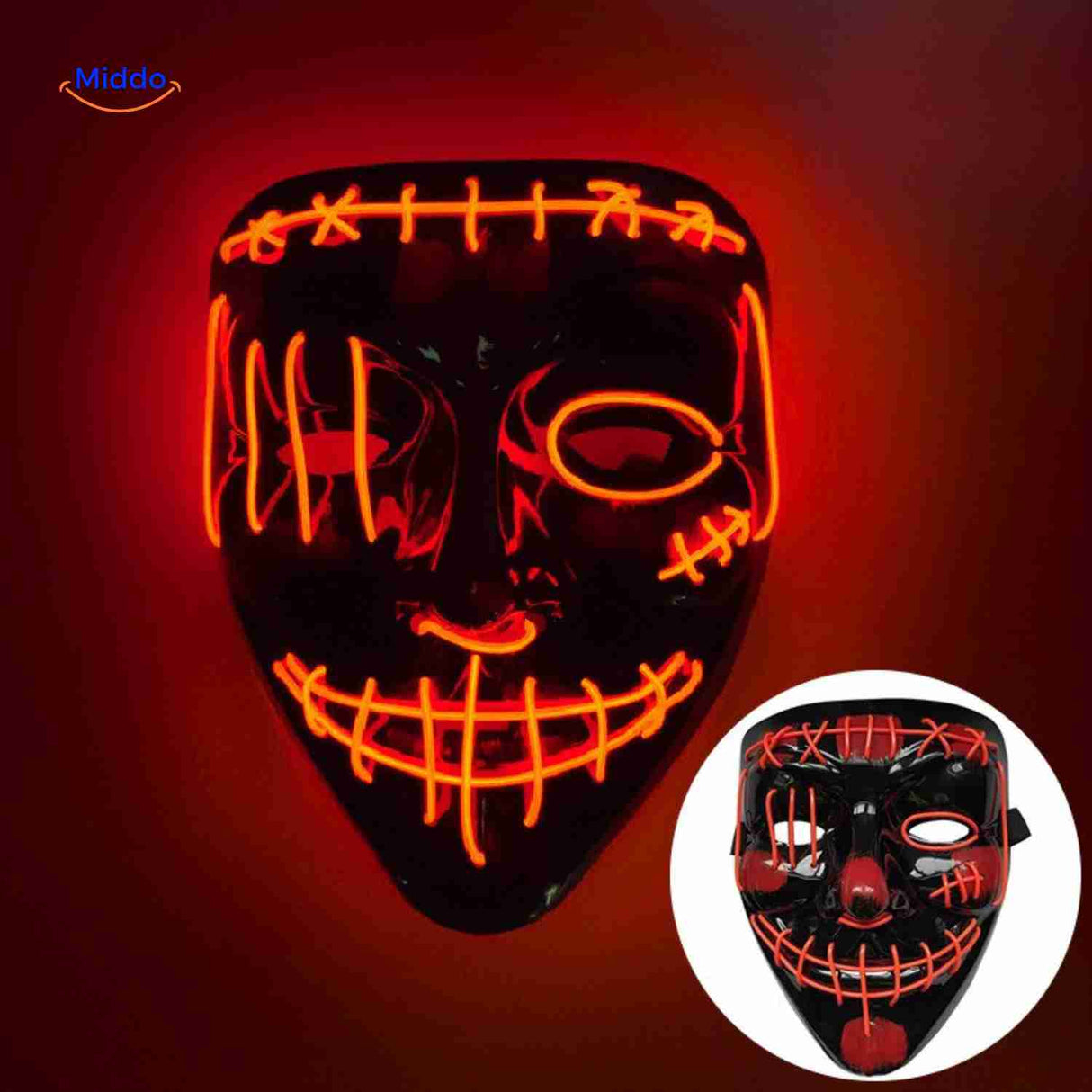 PhantomGlow Maske mit LED-rote Lichter und Stitch-Design – Halloween Maske kaufen auf www.middo.de