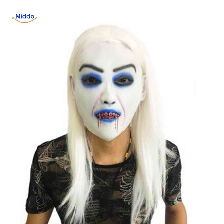 Phantomix Maske: Blutendes Vampir-Maske mit blauen Augen und weißen Haaren - Jetzt erhältlich auf !