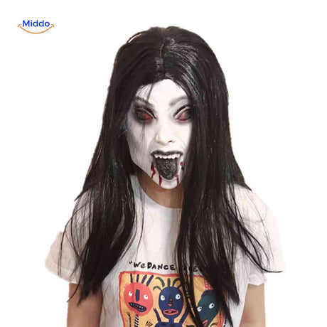 Phantomix Maske - Dämonische Maske mit schwarzer Zunge und roten Augen | www.middo.de