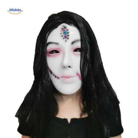 Phantomix Maske – Gruselige Maske mit drittem Auge und gesprenkeltem Gesicht | www.middo.de