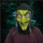 Phantomix Maske: Grünes Hexenmaske mit gelben Augen und schwarzer Kapuze - Jetzt entdecken auf www.middo.nl!