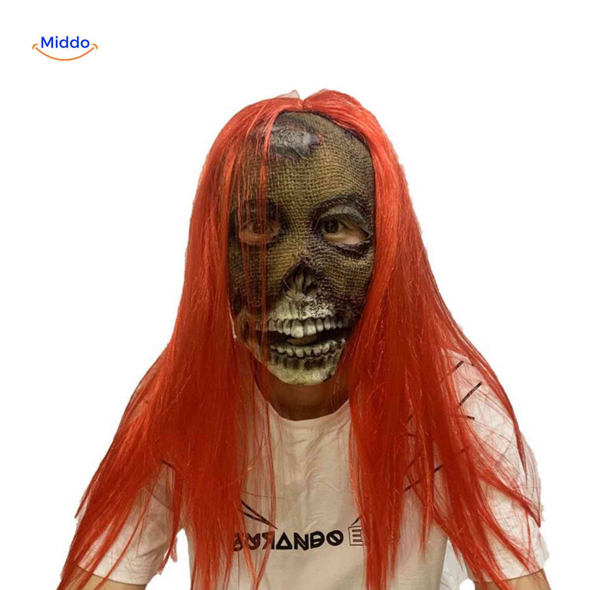 Phantomix Maske - Grünes Skelett mit roten, langen Haaren und gruseligem Look. Besuchen Sie jetzt !