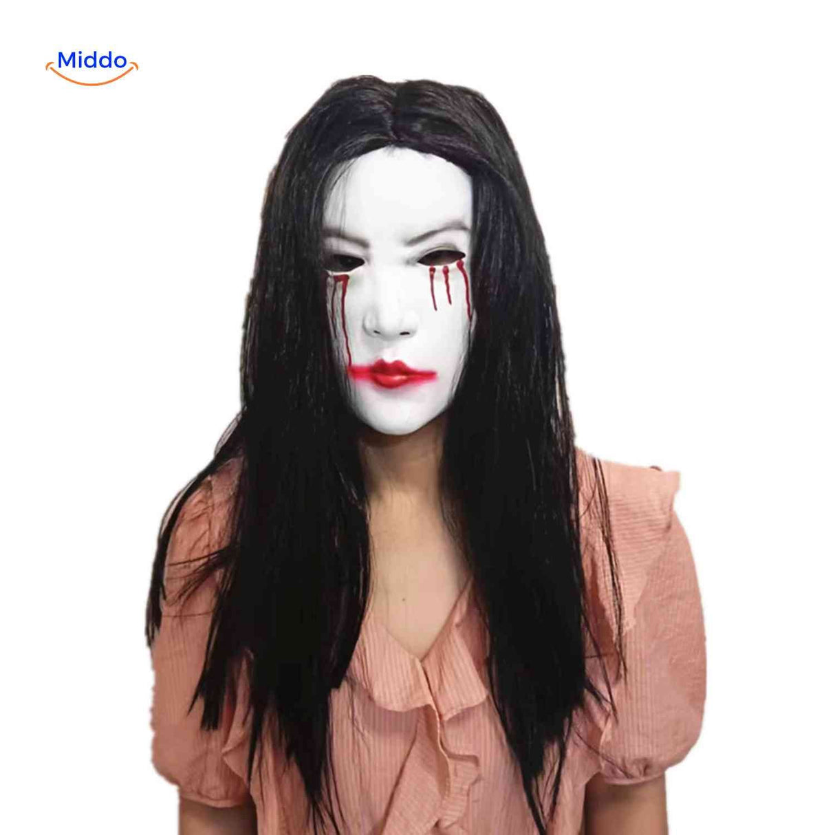 Phantomix Maske: Weiße Maske mit Blutstränen und roten Lippen - www.middo.de